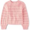 The Children’s Place Girls Long Sleeve Crew Neck Pullover Sweater(Fuzzy Pink Stripe)