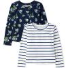 The Children’s Place Girls Long Sleeve Knit Fashion Shirt(Tidal Floral/Striped 2-pack)