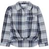 The Children’s Place Girls Long Sleeve Plaid Twill Tie Front Button Down Shirt(Smoky Blue)
