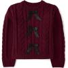 The Children’s Place Girls’ Long Sleeve Pullover Cable Knit Sweater(Sugar Beet Bow)