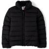 The Children’s Place Girls’ Medium Weight Wind-Resistant, Water-Resistant Puffer Jacket(Black)