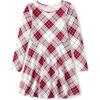 The Children’s Place Girls Printed Skater Dress, Long Sleeve(Checkered Red)