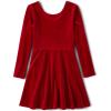 The Children’s Place Girls Printed Skater Dress, Long Sleeve(Red Velour)