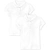 The Children’s Place Girls’ Short Sleeve Ruffle Pique Polo, 2 Pack(White)