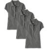 The Children’s Place Girls’ Short Sleeve Ruffle Pique Polo, 3 Pack(Dark Gray)
