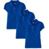 The Children’s Place Girls’ Short Sleeve Ruffle Pique Polo, 3 Pack(Renew Blue)