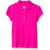 The Children’s Place Girls Short Sleeve Ruffle Pique Polo(Aurora Pink Single)