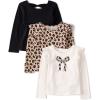 The Children’s Place Girls and Toddler Assorted Long Sleeve Knit Shirt(Leopard Bow/Leopard/Black)