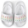 The Children’s Place Girl’s and Toddler Everyday Slide Sandals with Backstrap(White Multicolor Hearts)