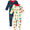 The Children’s Place Unisex Baby and Toddler 100% Cotton Long Sleeve Zip Front One Piece Footed Pajamas,Sleep & Play(Alphabet/Multi Stripe 2-pack)