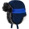 The Children’s Place Unisex-Baby and Toddler Winter Trapper Kids Hat with Earflaps, Chin Strap and Faux Trim(Black/Blue)