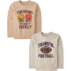The Children’s Place Unisex-Child All Holidays,Birthdays Long Sleeve Graphic T-Shirts,2 Pack(Thankful for Football)