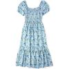 The Children’s Place Womens Short Sleeve Holiday Dress(Whirlwind Blue Floral)