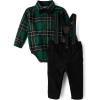 The Children’s Place baby-boys And Newborn Button Down Shirt and Pants, 2 Piece Outfit(Green Plaid Set)