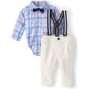 The Children’s Place baby-boys And Newborn Button Down Shirt and Pants, 2 Piece Outfit(Petal Purple Plaid)