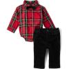 The Children’s Place baby-boys And Newborn Button Down Shirt and Pants, 2 Piece Outfit(Red Tartan)