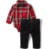The Children’s Place baby-boys And Newborn Button Down Shirt and Pants, 2 Piece Outfit(Redochre)