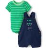 The Children’s Place baby-boys And Newborn Short Sleeve Bodysuit and Overalls 2 Piece Playwear Set(Dino)
