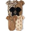 The Children’s Place baby-boys And Newborn Short Sleeve Bodysuits, Multipacks(Leopard 5-pack)