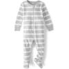 The Children’s Place baby-boys And Toddler Long Sleeve 100% Cotton Zip-front One Piece Footed Pajama(Grey Stipe)