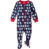 The Children’s Place baby-boys And Toddler Long Sleeve 100% Cotton Zip-front One Piece Footed Pajama(Navy Vday)