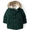 The Children’s Place baby-boys And Toddler Water and Wind Resistant Hooded Zip Front Courdory Puffer Jacket(Balt Green)