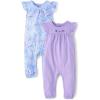 The Children’s Place baby-girls And Newborn Sleeveless Pant Romper Playwear Outfit(Butterfly/Purple 2-pack)