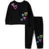The Children’s Place baby-girls And Toddler Long Sleeve Active Shirt and Pant, 2 Piece Outfit(Black)