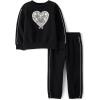The Children’s Place baby-girls And Toddler Long Sleeve Active Shirt and Pant, 2 Piece Outfit(Black Heart)