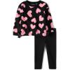The Children’s Place baby-girls And Toddler Long Sleeve Active Shirt and Pant, 2 Piece Outfit(Black Hearts)