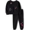 The Children’s Place baby-girls And Toddler Long Sleeve Active Shirt and Pant, 2 Piece Outfit(Black Stars)