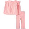 The Children’s Place baby-girls And Toddler Long Sleeve Active Shirt and Pant, 2 Piece Outfit(Fuzzy Pink Heart)