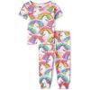 The Children’s Place baby-girls And Toddler Snug Fit 100% Cotton Short Sleeve Top and Pants 2 Piece Pajama Set(Unicorn Neon Peony)
