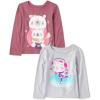 The Children’s Place baby-girls And Toddler Unicorns,butterflies,trends Long Sleeve Graphic T-shirts,2 Pack(Cat Ice Skating/Polar Bears)