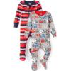 The Children’s Place boys And Toddler Snug Fit 100% Cotton Zip-front One Piece Footed Pajamas 2-pack(Hero Vehicles)