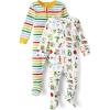 The Children’s Place boys And Toddler Snug Fit 100% Cotton Zip-front One Piece Footed Pajamas 2-pack(Surf City Stripe)