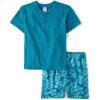 The Children’s Place boys Short Sleeve Top and Shorts 2 Piece Pajama Set(Tropical Blue)
