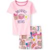 The Children’s Place girls 100% Cotton Short Sleeve Top and Shorts,2 Piece Pajama Set(Breakfast Besties)