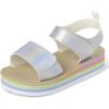 The Children’s Place girls Baby Girls and Toddler Platform Sandals With Adjustable Ankle Strap(Silver Multi)