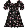 The Children’s Place girls Floral Smocked Babydoll Dress(Black Floral Smocked)
