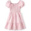The Children’s Place girls Floral Smocked Babydoll Dress(Pink Gingham)