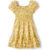 The Children’s Place girls Floral Smocked Babydoll Dress(Sunset Gold Floral Puff Sleeve)
