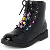 The Children’s Place girls Girls Lace Up Combat Boots(Black Beaded)