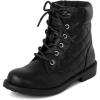 The Children’s Place girls Girls Lace Up Combat Boots(Black Quilted)