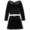The Children’s Place girls Smocked Top and Skirt 2 Piece Set(Black Velour)