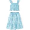 The Children’s Place girls Smocked Top and Skirt 2 Piece Set(Bubble Blue)