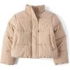 The Children’s Place girls Water and Wind Resistant Zip Front Courdory Puffer Jacket(Brown Sand)