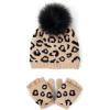 The Children’s Place girls Winter Hat and Mittens Cold Weather Set(Latte Leopard Set)