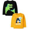 The Children’s Place,Baby Boys,and Toddler Assorted Everyday Long Sleeve Graphic T-Shirts(Dino/Axolotl)