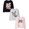 The Children’s Place,Girls,Assorted Everyday Long Sleeve Graphic T-Shirts,Positive/Emojis/Butterfly 3-Pack,Large